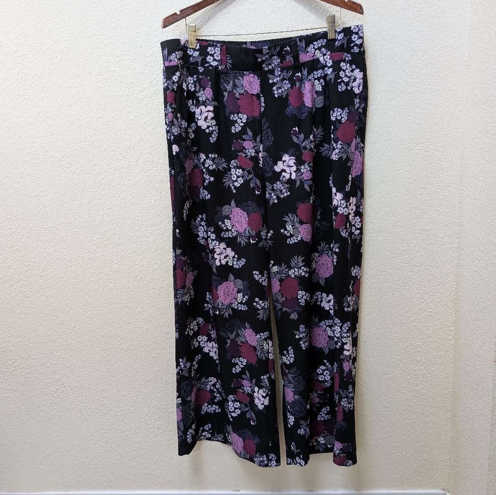Floral Torrid Wide-leg Palazzo Style Elastic Waist Dress Pants. Size XXL